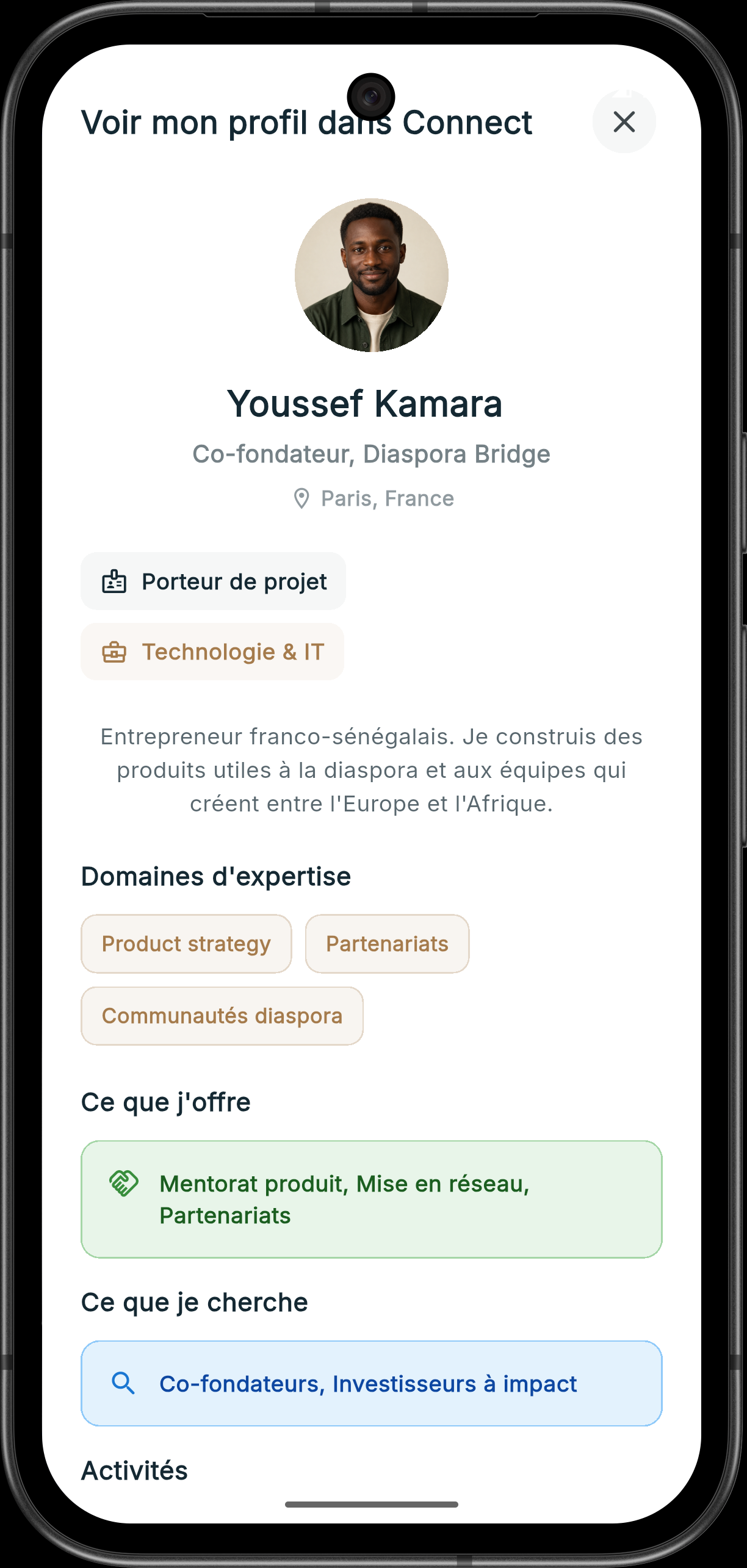 Aperçu d’un profil Connect APENGA