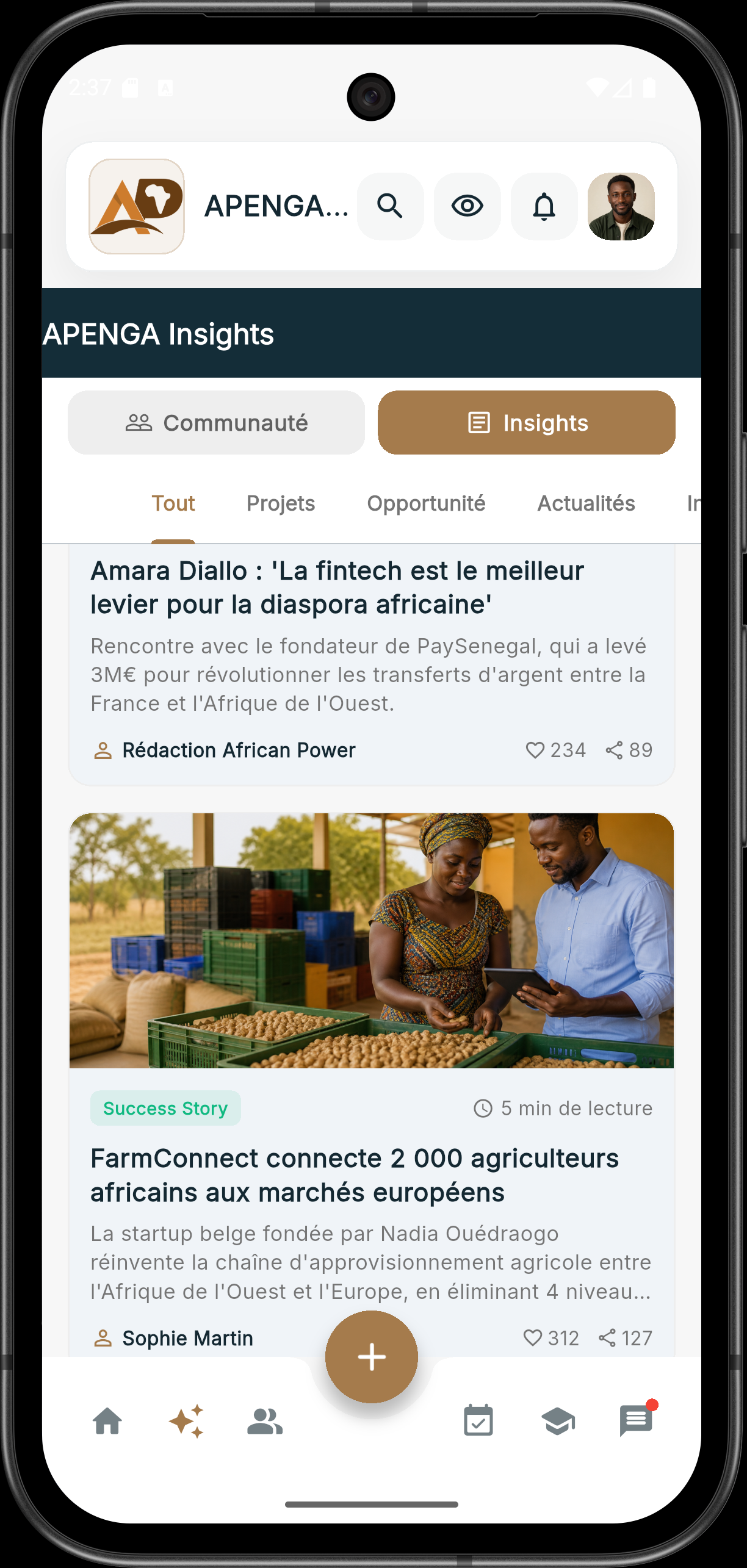 Aperçu de l’espace Insights APENGA